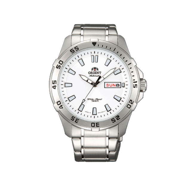 ORIENT: Thresher Automatic Watch Day Date White Dial Made in Japan (EM7C005W)