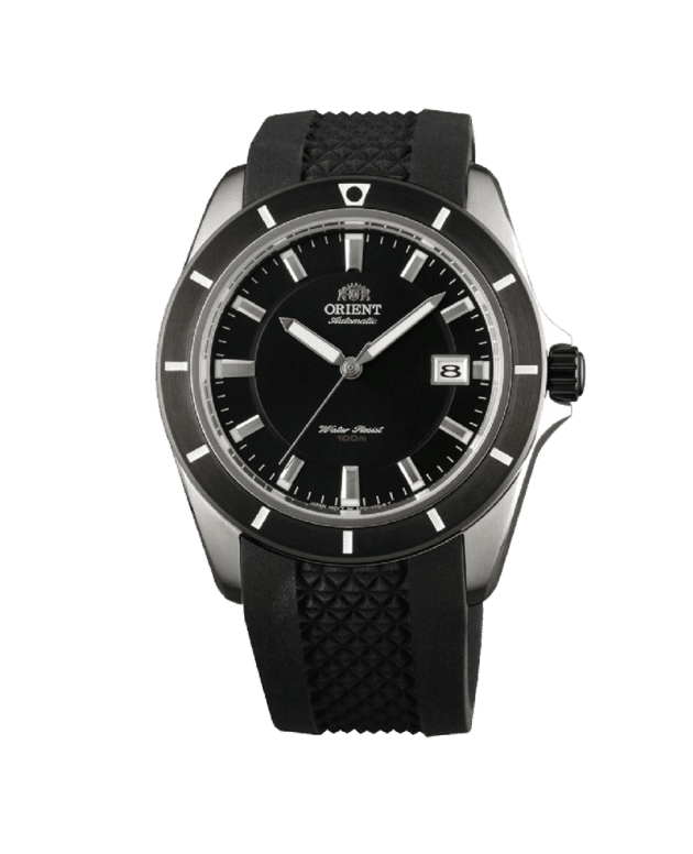 ORIENT: Prime Mechanical Sports Watch, Black Dial ER1V004B Silicon Strap Made in Japan