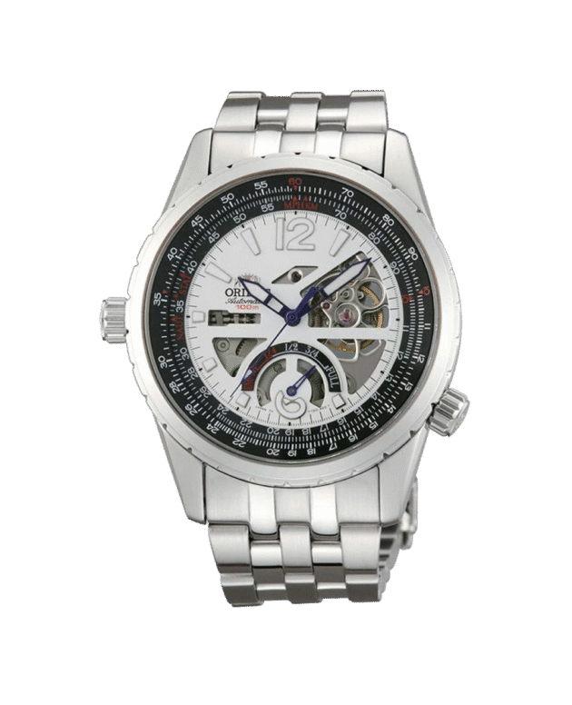 ORIENT: Rally Automatic Watch Power Reserve Semi-Skeleton White Dial CFT00006W