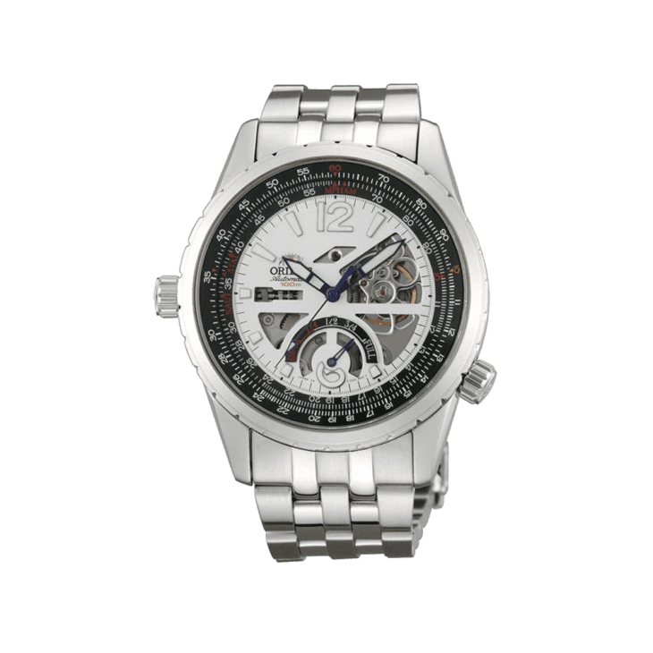 ORIENT: Rally Automatic Watch Power Reserve Semi-Skeleton White Dial CFT00006W