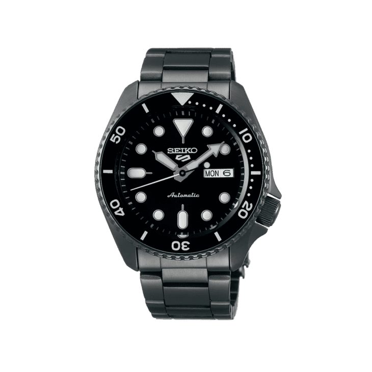 SEIKO: Seiko5 Mechanical Sports Watch, Metal Strap - Black Dial - 43mm (SRPD65K1) Made in Japan.