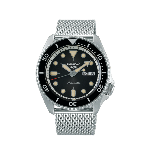 SEIKO: Seiko5 Mechanical Sports Watch, Metal Strap - Black Dial - 42.5mm (SRPD73K1) Made in Japan.