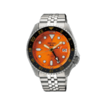 SEIKO: Seiko5 GMT Mechanical Sports Watch, Metal Strap - Orange Dial - 42.5mm (SSK005K1) Made in Japan.