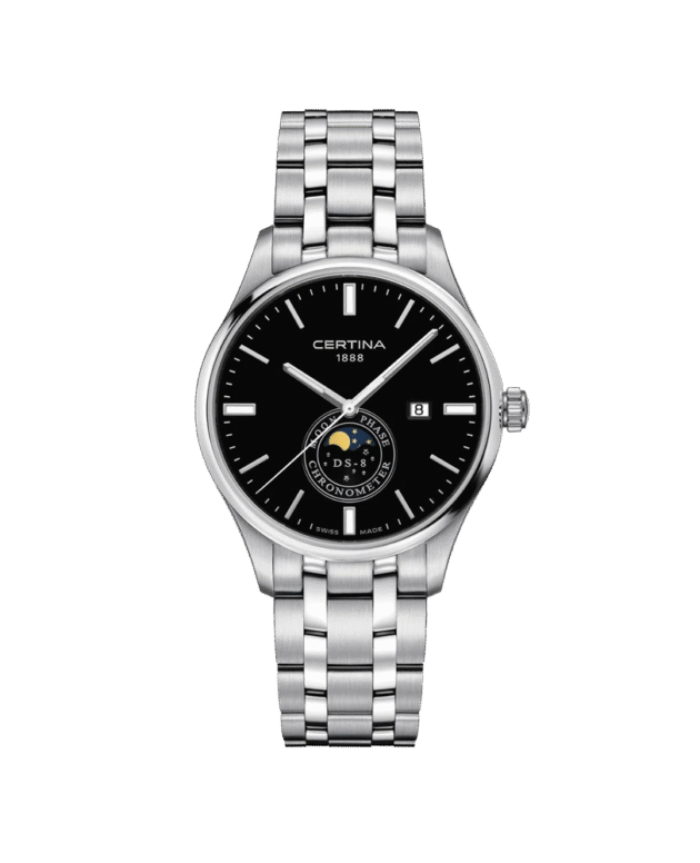 Certina DS-8 MOON PHASE Black Dial Quartz C033.457.11.051.00 Swiss Made