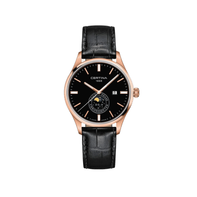 Certina DS-8 MOON PHASE Black Dial Quartz C033.457.36.051.00 Swiss Made